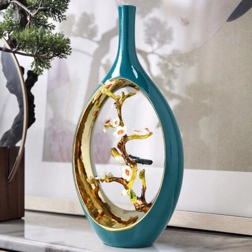 New Chinese Enamel Colored Ceramic Vases Light Luxury Decorations In The Living Room Tea Table Cabinets and Home Decorations