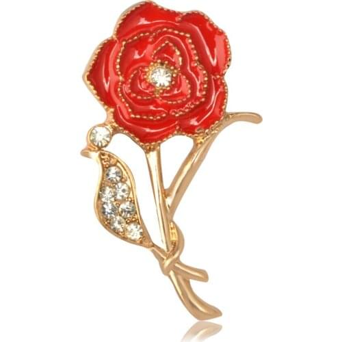 New Jewelry Girl Carnations brooch Crystal fashion Alloy gold pins rhinestone Cheap flower brooches as gift for mother X1470
