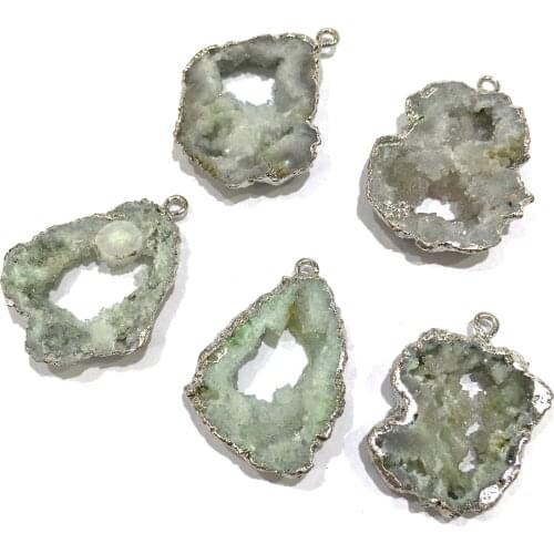 Natural Stone Quartz Crystal Pendant Druzy Agates Charms Pendants for Jewelry Making Necklace DIY Bracelet Accessories