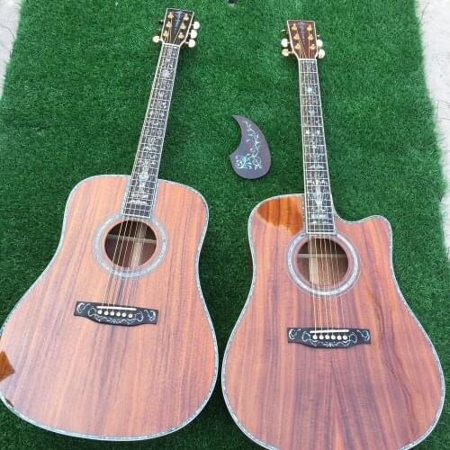 Full and cut all koa acoustic guitar koa acoustic electric guitar handmade real abalone classical acoustic guitar free shipping