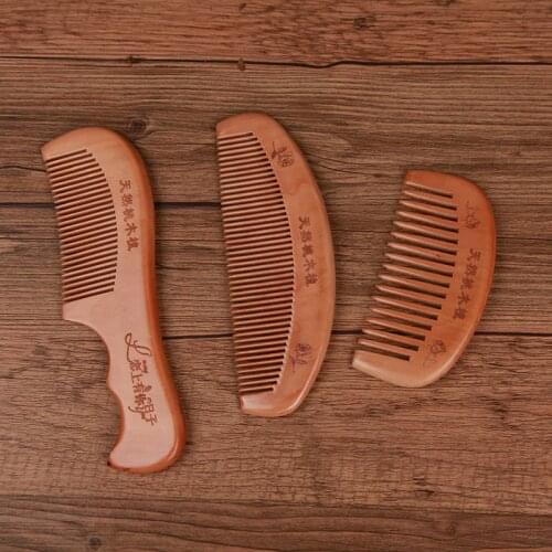 Natural Peach Comb Anti-static Peach Wooden Comb Massage Health Care Hair Brushes Hairdressing Valentines Day Present