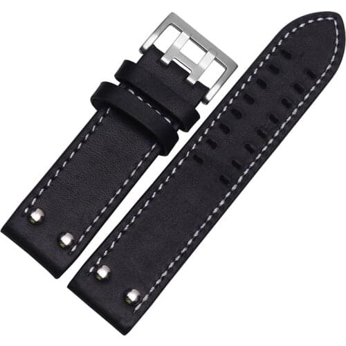 Genuine leather watchband 20mm 22mm for Hamilton brand watch straps black khaki brown with stainless steel buckle