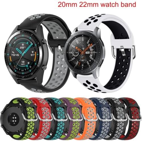 22mm 20mm silicone strap for Samsung Galaxy watch 3 41 45 mm 46 42mm band for Gear s3 active Huawei Watch 2 Amazfit GTS/2e strap