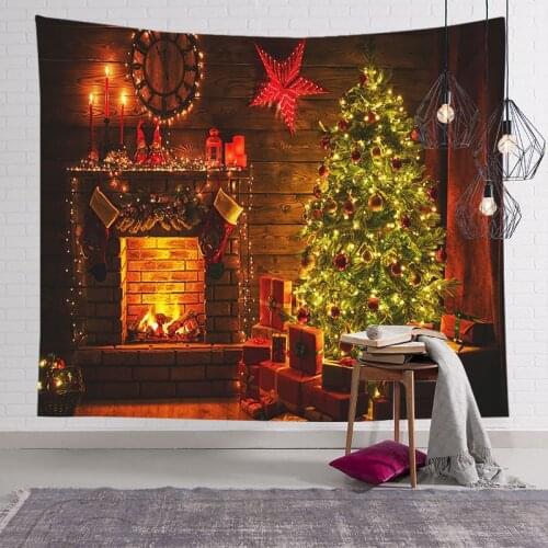 Christmas hanging cloth background cloth cartoon Santa bedroom decoration cloth bedside tapestry custom