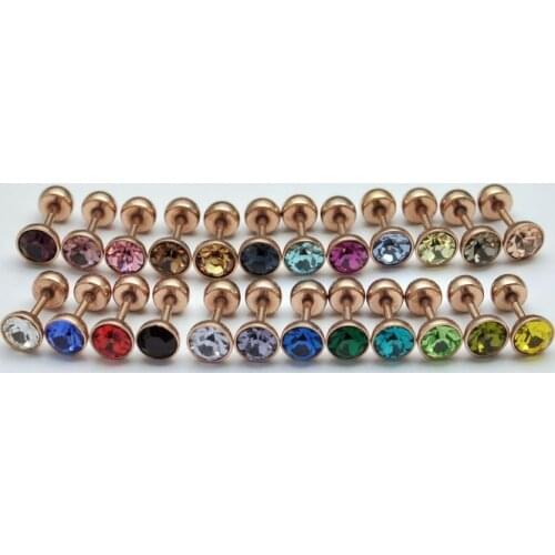 6mm rose gold titanium earring stud fashion male Men mens 316l stainless steel stud ear ring Ear Nail 24colors Hot Sale Fashion