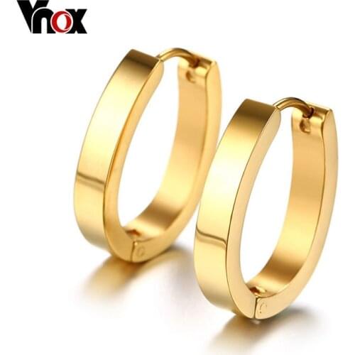 Vnox Womens Gold Color Earrings Stainless Steel Round Stud Earrings for Female Girl Gift Carnival Jewelry