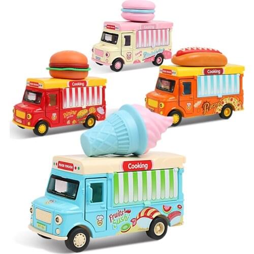 Cute Mini Diecast Car Alloy Pull Back Vehicles Model Toys Metal Lovely Colorful Cooking Pizza Car Toys Alloy Car For Kids Gift
