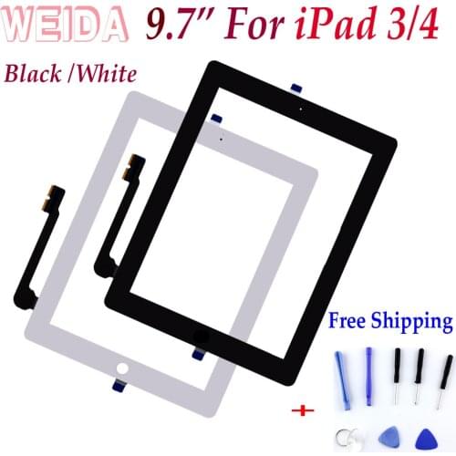 WEIDA Screen Replacement 9.7" For iPad 3 A1403 A1416 A1430 Touch Screen Panel Glass Replacement for iPad 4 A1458 A1459 A1460