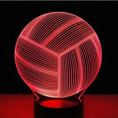 3D LED Night Light Volleyball with 7 Colors Light for Home Decoration Lamp Amazing Visualization Optical Illusion