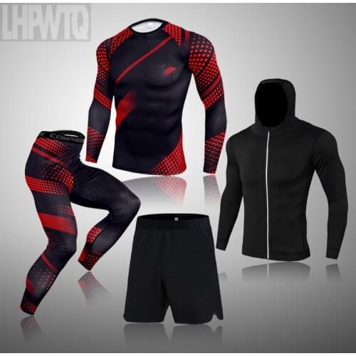 Winter Suit For Men 4 Piece Men Thermal Underwear Tracksuit Men MMA Thermal Underwear Clothing Rashgard kit Bodybuilding T-Shirt
