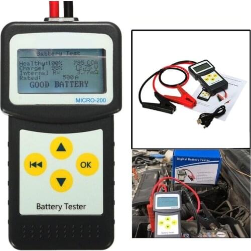 12V Automotive Vehicle Car Battery Tester MICRO-200 2 Clips USB Cable Car LCD Digital Battery Analyzer Auto Diagnostic Tool