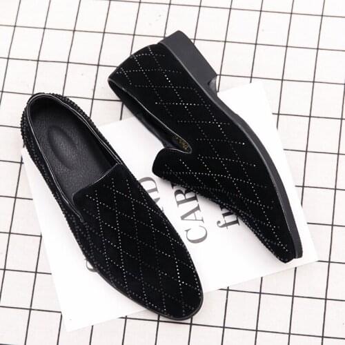 2021 Mens Rhinestones Dress Shoes Luxury Italian Style Fashion Party Flats Men Formal Shoes Nightclub Wedding Formal Loafers