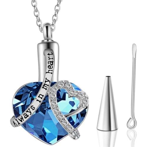 Always in my heart Cremation Jewelry for Ashes Urn Necklace Pendant Keepsake Memorial Jewelry