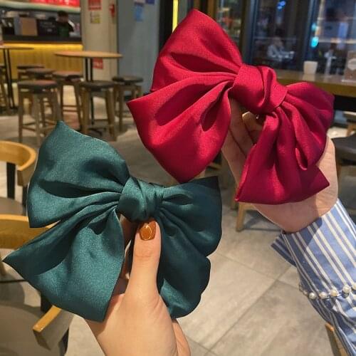 Fashion Ribbon Hairgrips Big Large Bow Hairpin for Women Girls Satin Trendy Ladies Hair Clip New Cute Barrette Hair Accessories