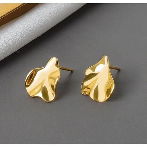 KOFSAC Trendy 925 Sterling Silver Earrings For Women Simple Irregular Convex Concave Geometry Earring Student Girl Jewelry Gift