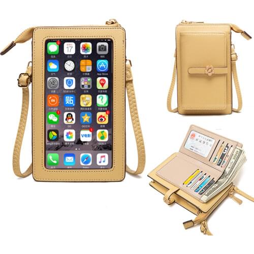 Women Leather Shoulder bags Touch Creen Phone Pocket Crossbody Bags Girls Multi-functional Handbag Phone Purse Dropshipping