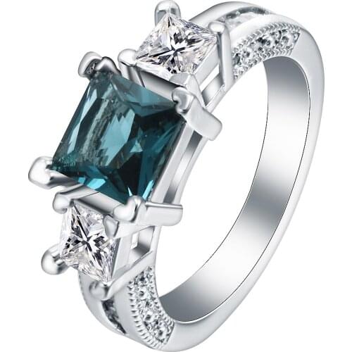 Fine Jewelry Square Blue created Purple Rings for Women Engagement Wedding Jewelry 2016 New Women Ring