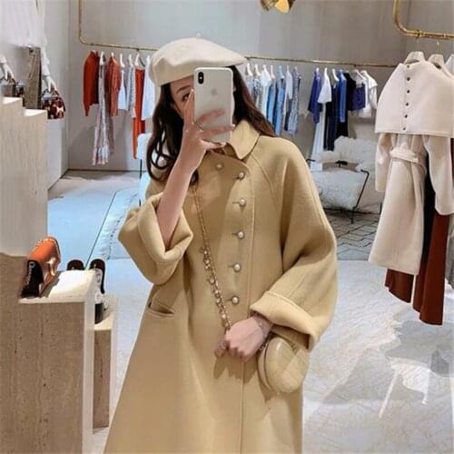 The new 2021 winter small fragrance fashion woolen coat womens mid-length goddess fan temperament Korean version