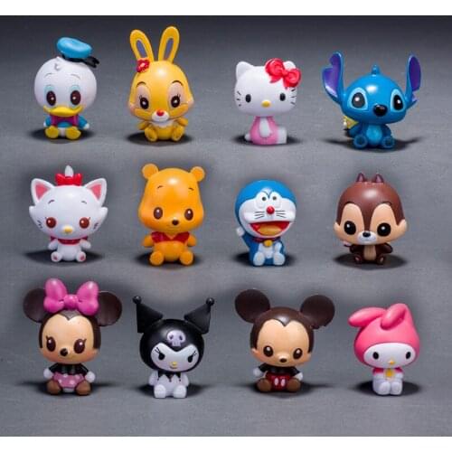 12pcs/set Disney Kawaii Stitch & Minne Model Figure Cake Decoration Stitch PVC Toys