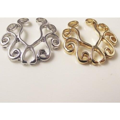 2piece Punk Rock Fake Nipple Ring Shield Rings Body Piercing Jewelry Flower Nipple Barbell Rings Women Gift