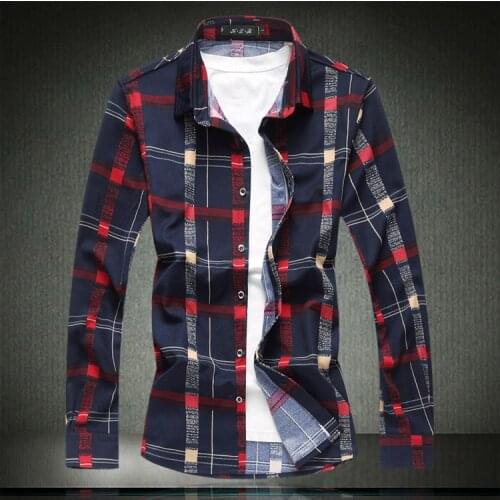 22 colors 2021 new mens spring autumn fashion casual long-sleeved shirt mens Slim large size cotton plaid shirt plus size S-7XL