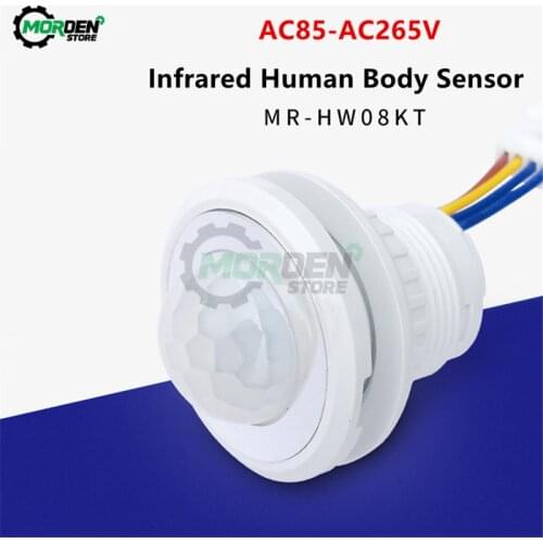 AC 85V-265V LED Embedded PIR Infrared Detector IR Infrared Motion Sensor Switch Time Delay Switch for Home Lighting Induction