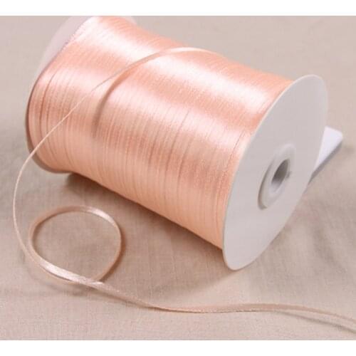 1/8" 3mm Satin Ribbon for packing and bow & Garment Accessories 20y/lot 07 Peach