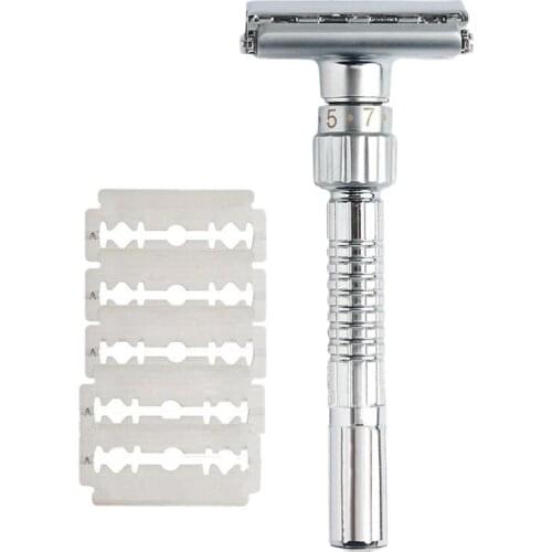 Classic Handle Razor Double-Edged Butterfly Twisted Opening T-Shaped 9-Speed Radical Adjustment Front Razor Unisex Sent 5 Blade