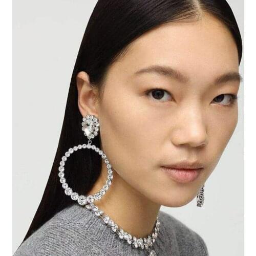 Boutique Shiny Rhinestone Gems Dangle Earrings For Women Fashion Jewelry Party Show Girls' Statement Earrings Hot Sale