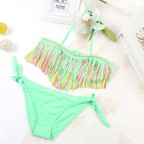 Kids Bikini Girls Swimwear Bathing Sets Kid Swimming Suit Tassel Swimsuit Children Bikinis Baby Set New Biquini Infantil
