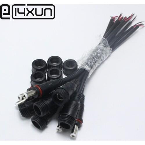 EClyxun 5pair 5.5*2.1mm DC Power jack Plug with 200mm 22AWG Wire 12V RGB LED Strip Light Waterproof Connector 5.5x2.1 mm Adapter