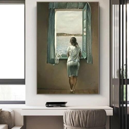Aesthetics Decor Salvador Dali Woman at The Window Canvas Paintings Posters and Prints Wall Art Pictures For Living Room Decor
