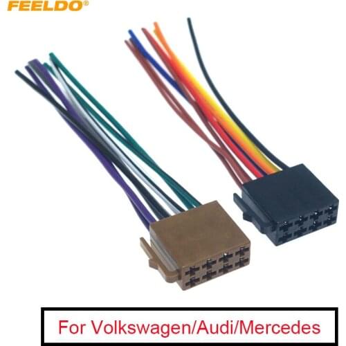 FEELDO 1PC Car Radio Audio Wiring Harness Adapter For Volkswagen/Audi/Mercedes Pluging Into OEM Factory Stereo CD Wire