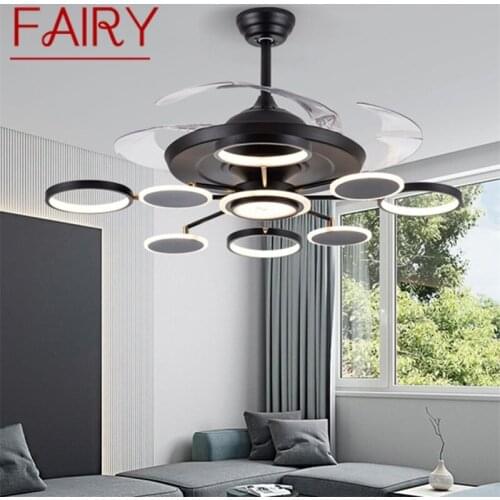 FAIRY New Ceiling Fan Lights Modern Black LED Lamp Remote Control Without Blade For Home Dining Room Restaurant