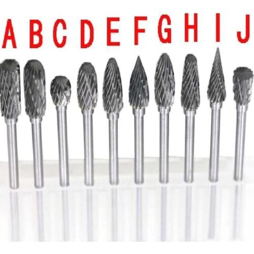 10pc 6x3mm 1/8" Shank Tungsten Carbide Milling Cutter Rotary Tool Burr Double Diamond Cut Rotary Dremel Tools Electric Grinding