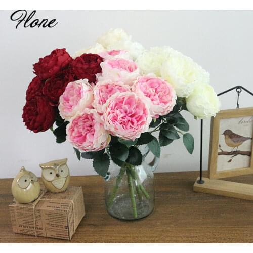Flone 7 Heads Artificial Peony Flower Simulation Peony Flowers Silk Flower Bouquets Fake Peony Wedding Party Home Decor Art