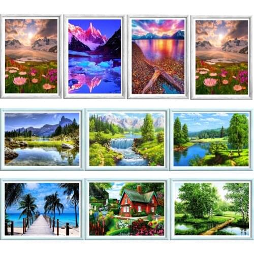 Full Round Diamond Painting Landscape Picture 5D Diamond Embroidery Mosaic Cross Stitch Rhinestone Home Decoration Gift 30X40CM