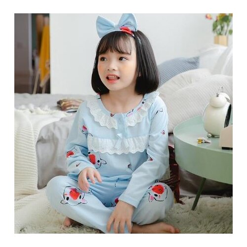 Childrens clothing set girls sleep clothes loaded girls cotton cartoon simple fashion autumn spring pajamas set
