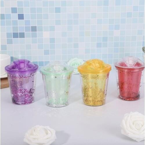 Lovely Plastic Water Bottle Cup With Straw Cartoon Water Juice Coffee Cup Cute Kids Girl School Kawaii Bottles Flask