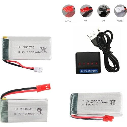 3.7V 1200mah lipo Battery + Charger for X5 X5C X5SW X5SC X5S X5SC-1 HQ898B H11D H11C M18 H5P T64 T04 T05 F28 F29 T56 T57 drone