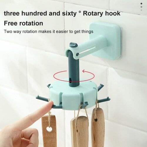 Multi-functional 360° Rotated Kitchen Hooks Self Adhesive Home Wall Door Rack Handbag Bathroom Hooks Hanger Hook Storage Shelf