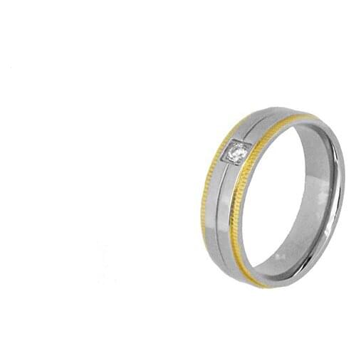 2021 Stainless Steel Rings For Men Jewels Wedding Ring High Quality Steel and Gold Plating With White Zircon 6.0mm Width