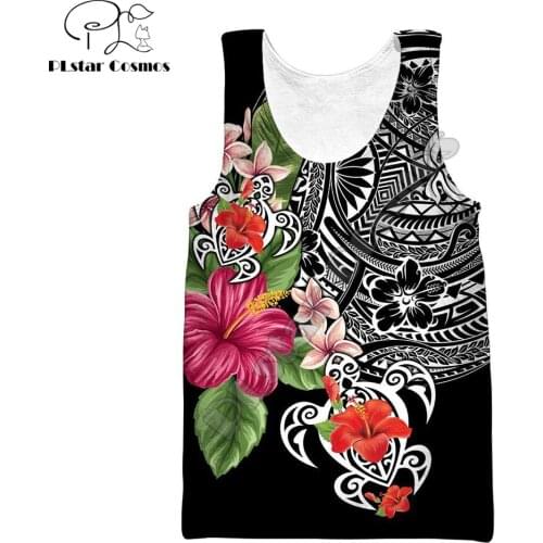 Polynesian Turtle Tattoo Flowers 3D Printed Men vest Summer Harajuku Sleeveless T-shirt Unisex Casual Polyester tank tops BX-042