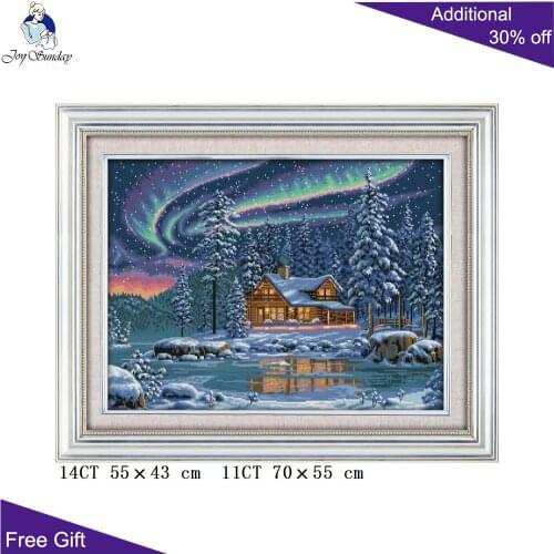 Joy Sunday The Aurora Borealis Home Decor F765 Counted and Stamped The Aurora Borealis Needlework Embroidery Cross Stitch Kits