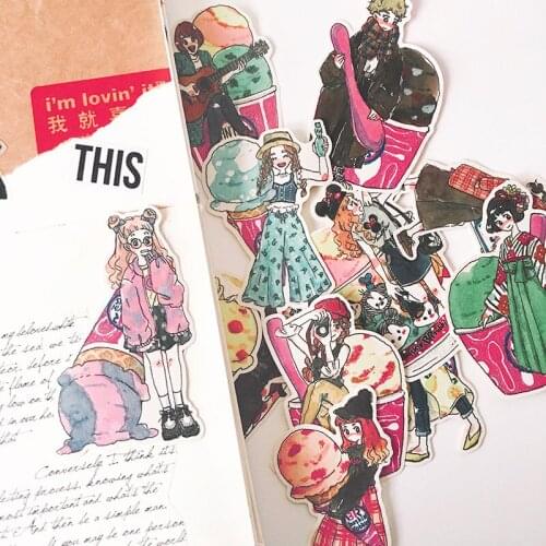 12pcs Gourmet ice cream girl Kids Fun Paper Stickers Homemade Bookkeeping Laptop / Decorative scrapbooking / DIY stickers