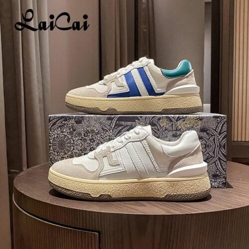 2021 New Leather Fashion Round Toe All-match Thick-soled Womens Shoes with Color Matching Viscose Front Strap Sports Women Shoes