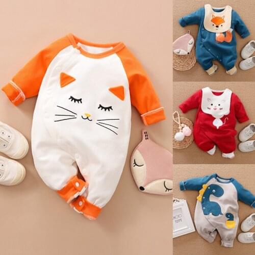 Newborn Baby Girl Clothes Organic Cotton Overalls Winter For Children New Born Boy Kids Clothing Bodysuit Cat Costume Things