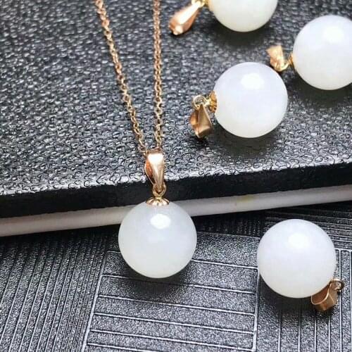 SHILOVEM 18k yellow gold natural White Jasper pendants none necklace classic wholesale Fine women gift round new mymz101008hby