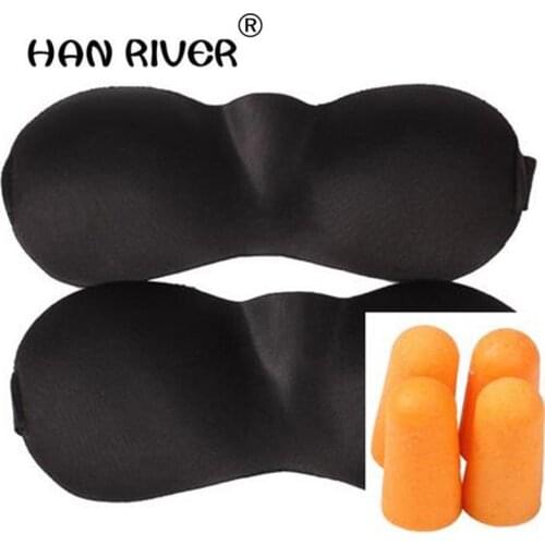 HANRIVER Blindfold earplugs sleep + 2 computer portable travel foam glasses eye lid and sponge earplugs