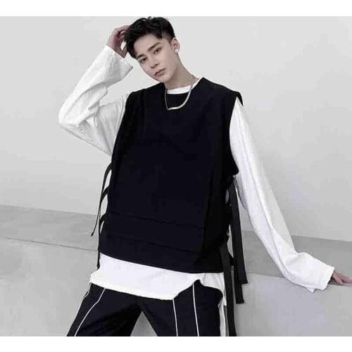 Work clothes functional style tactical sleeveless vest ins individual big pocket versatile vest mens dark coat trend DJ